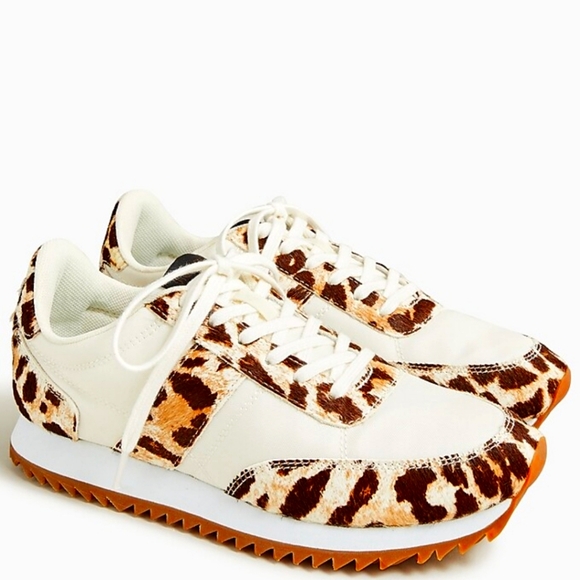 J Crew leopard and cream sneakers 8.5M - Picture 1 of 4